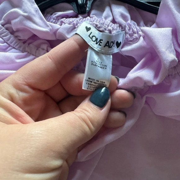 Love Ady Womens Flutter Sleeve High Neck Tiered A Line Dress Purple Large - Picture 4 of 4